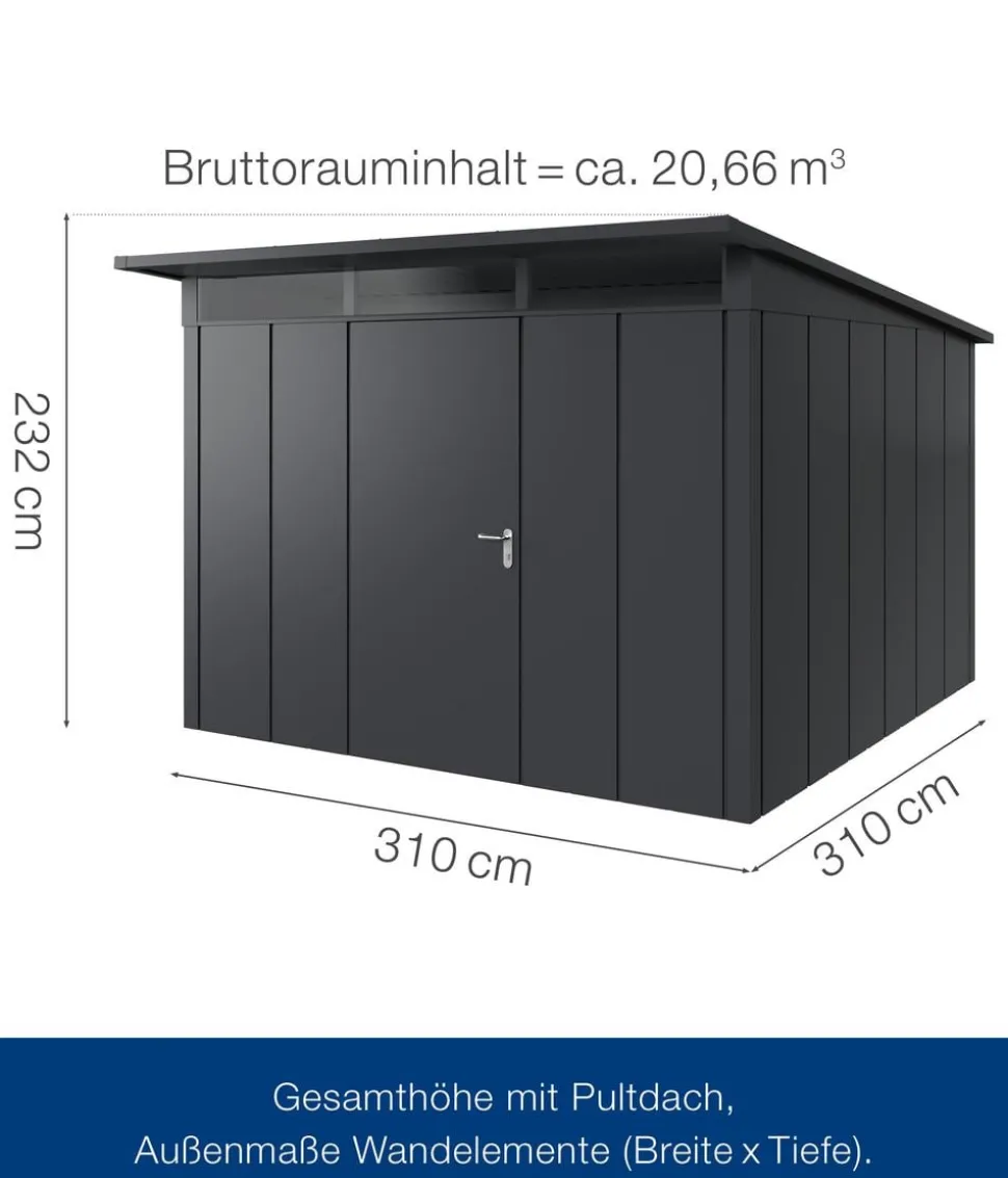 Hörmann Metallgerätehaus Juno JPD14 L-Sk Motiv Design, ca. B325/H232/T358 cm
