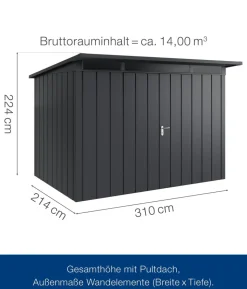 Hörmann Metallgerätehaus Juno JPD12 M-Sk Motiv Modern mit Doppeltür, ca. B325/H224/T262 cm