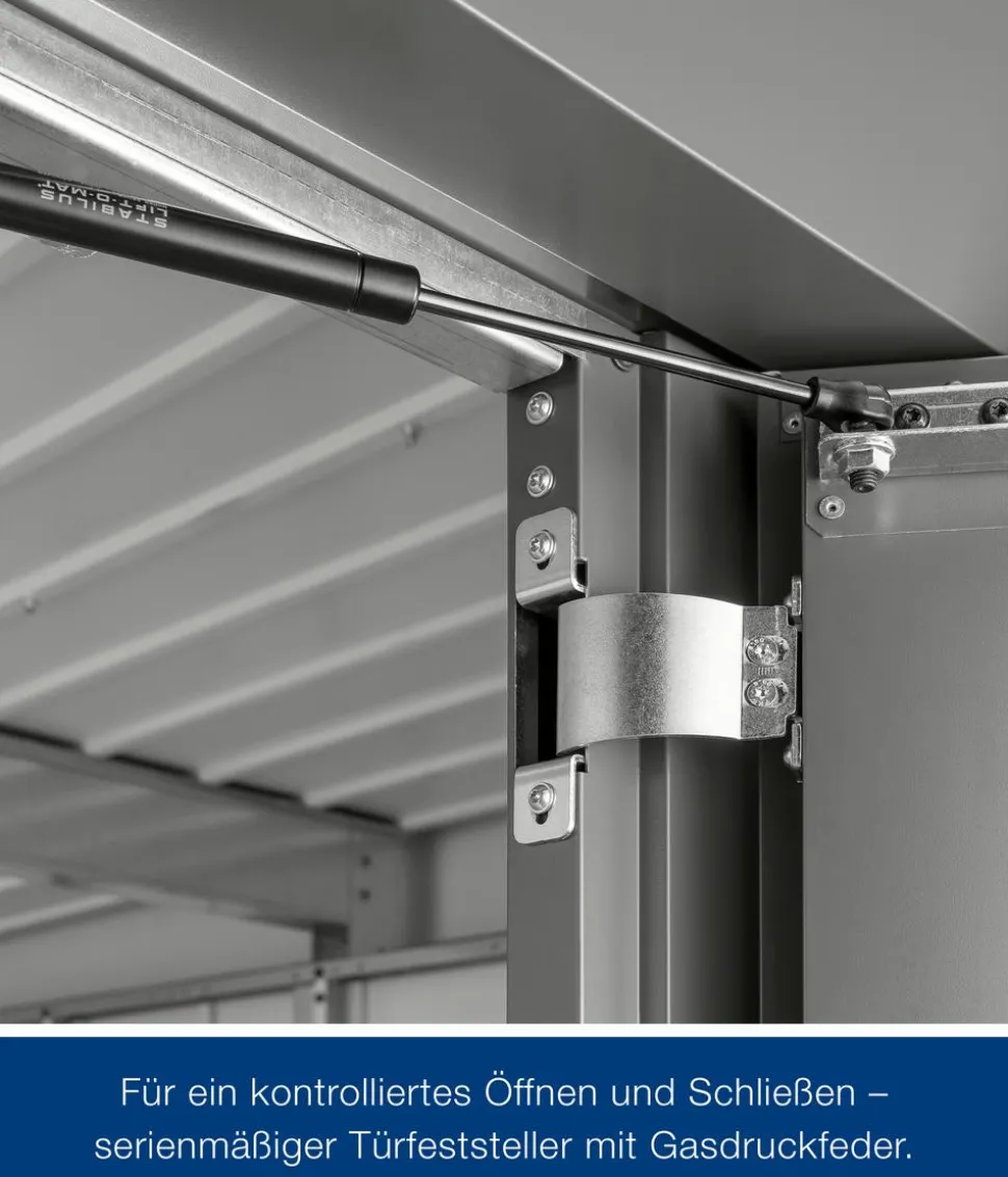 Hörmann Metallgerätehaus Juno JSD9 L-SK Motiv Design bodentiefes Fenster, ca. B285/H227/T237 cm