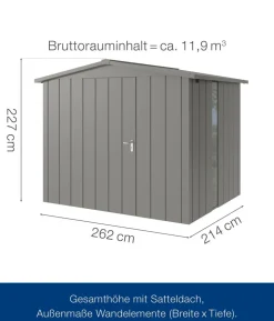 Hörmann Metallgerätehaus Juno JSD9 M-Sk Motiv Modern bodentiefes Fenster, ca. B285/H227/T237 cm
