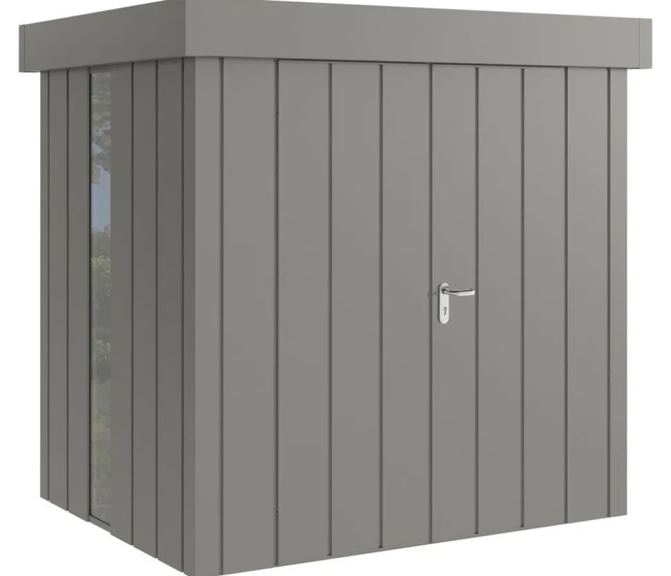 Hörmann Metallgerätehaus Juno JFD4 M-Sk Motiv Modern bodentiefes Fenster mit Doppeltür, ca. B229/H222/T181 cm