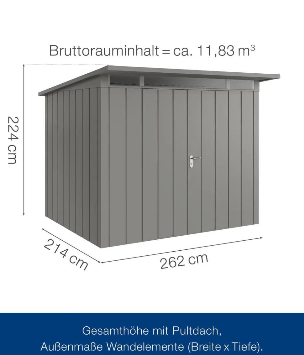 Hörmann Metallgerätehaus Juno JPD9 M-Sk Motiv Modern mit Doppeltür, ca. B277/H224/T262 cm
