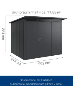 Hörmann Metallgerätehaus Juno JPD9 L-Sk Motiv Design, ca. B277/H224/T262 cm