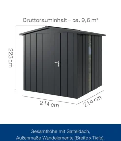 Hörmann Metallgerätehaus Juno JPD9 L-Sk Motiv Design, ca. B277/H224/T262 cm