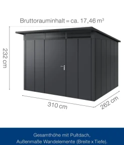 Hörmann Metallgerätehaus Juno JPD13 L-Sk Motiv Design, ca. B325/H232/T310 cm