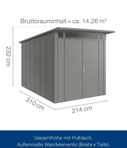 Hörmann Metallgerätehaus Juno JPD10 M-Sk Motiv Modern mit Doppeltür, ca. B277/H232/T310 cm