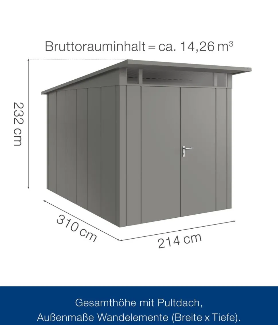 Hörmann Metallgerätehaus Juno JPD10 M-Sk Motiv Modern mit Doppeltür, ca. B277/H232/T310 cm