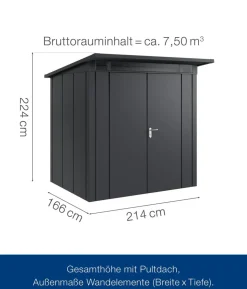 Hörmann Metallgerätehaus Juno JPD4 L-Sk Motiv Design mit Doppeltür, ca. B229/H224/T214 cm