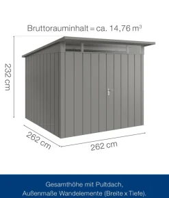 Hörmann Metallgerätehaus Juno JPD10 M-Sk Motiv Modern mit Doppeltür, ca. B277/H232/T310 cm