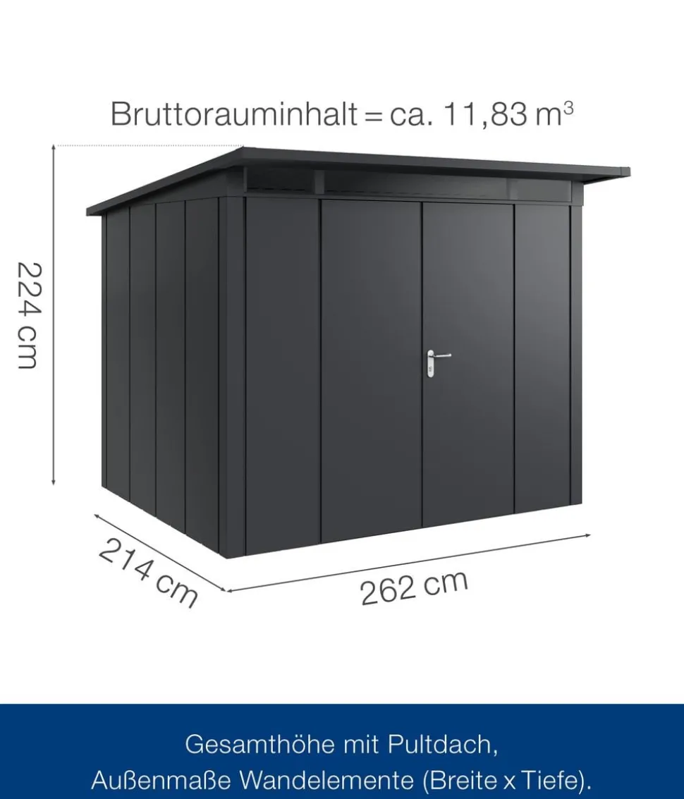 Hörmann Metallgerätehaus Juno JPD9 L-Sk Motiv Design mit Doppeltür, ca. B277/H224/T262 cm