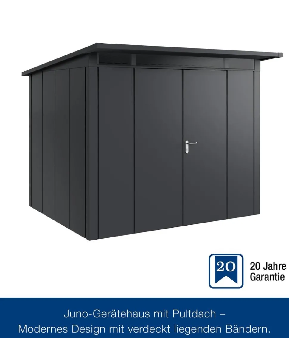 Hörmann Metallgerätehaus Juno JPD9 L-Sk Motiv Design mit Doppeltür, ca. B277/H224/T262 cm