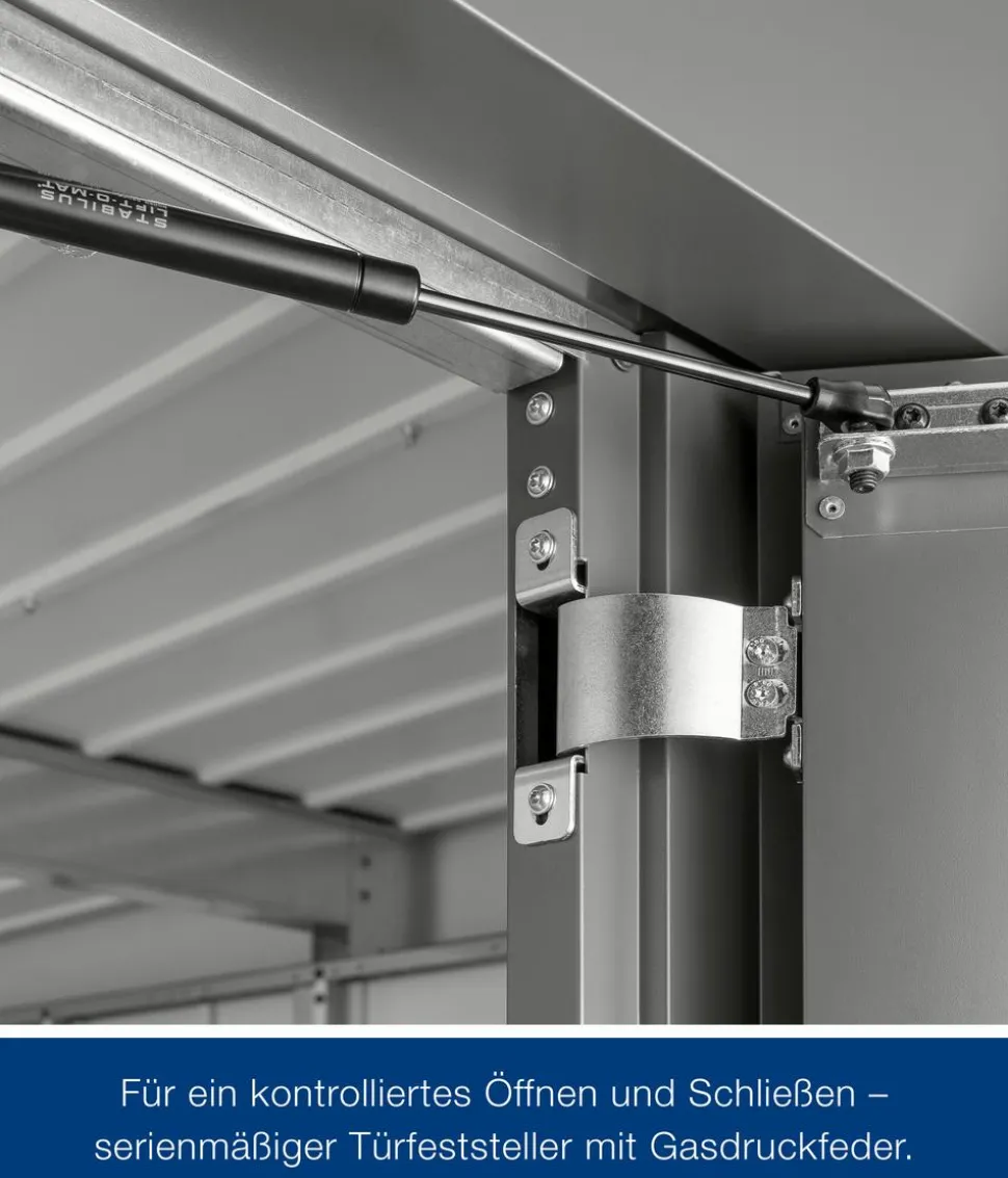 Hörmann Metallgerätehaus Juno JPD6 L-Sk Motiv Design mit Doppeltür, ca. B229/H232/T310 cm