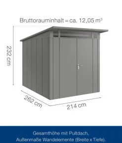 Hörmann Metallgerätehaus Juno JPD6 L-Sk Motiv Design mit Doppeltür, ca. B229/H232/T310 cm
