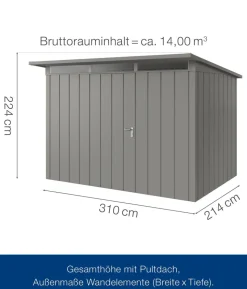 Hörmann Metallgerätehaus Juno JPD12 M-Sk Motiv Modern, ca. B325/H224/T262 cm