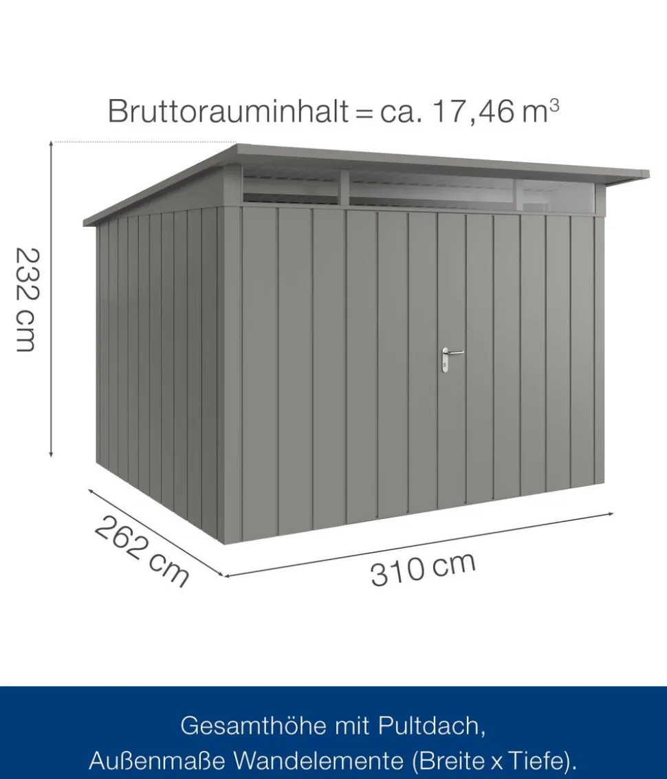 Hörmann Metallgerätehaus Juno JPD13 M-Sk Motiv Modern mit Doppeltür, ca. B325/H232/T310 cm