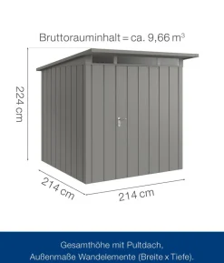 Hörmann Metallgerätehaus Juno mit Lichtband & Doppeltür JFD11 M-Sk, ca. B277/H239/T325 cm