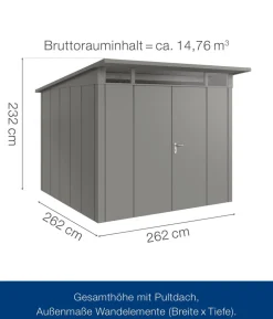 Hörmann Metallgerätehaus Juno JPD10 L-Sk Motiv Design mit Doppeltür, ca. B277/H232/T310 cm