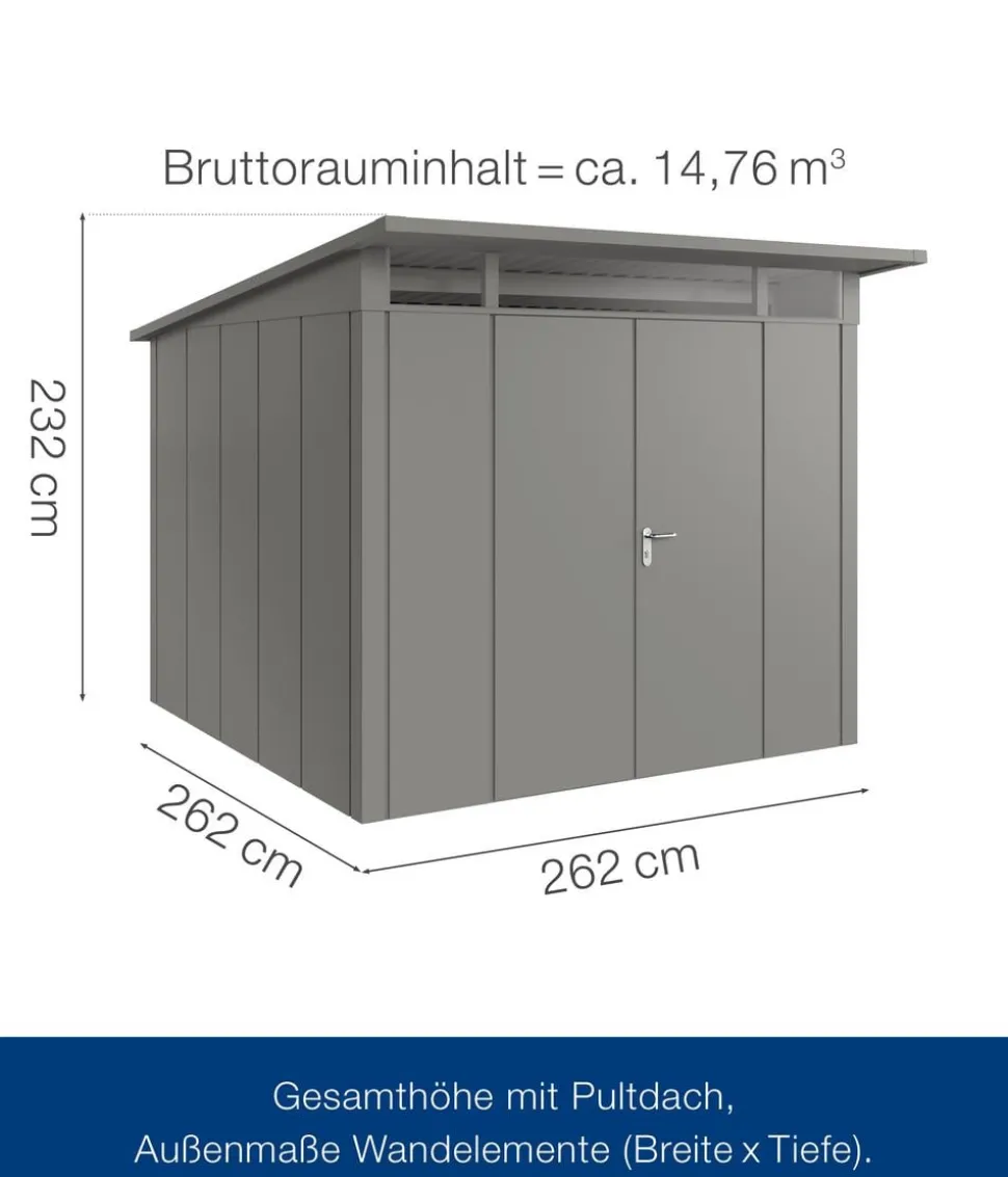 Hörmann Metallgerätehaus Juno JPD10 L-Sk Motiv Design mit Doppeltür, ca. B277/H232/T310 cm