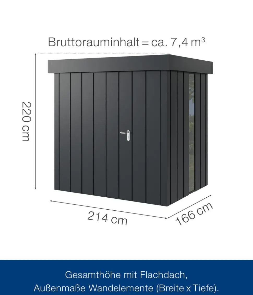 Hörmann Metallgerätehaus Juno JFD4 M-Sk Motiv Modern bodentiefes Fenster, ca. B229/H222/T181 cm