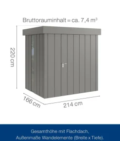 Hörmann Metallgerätehaus Juno JFD4 M-Sk Motiv Modern bodentiefes Fenster, ca. B229/H222/T181 cm