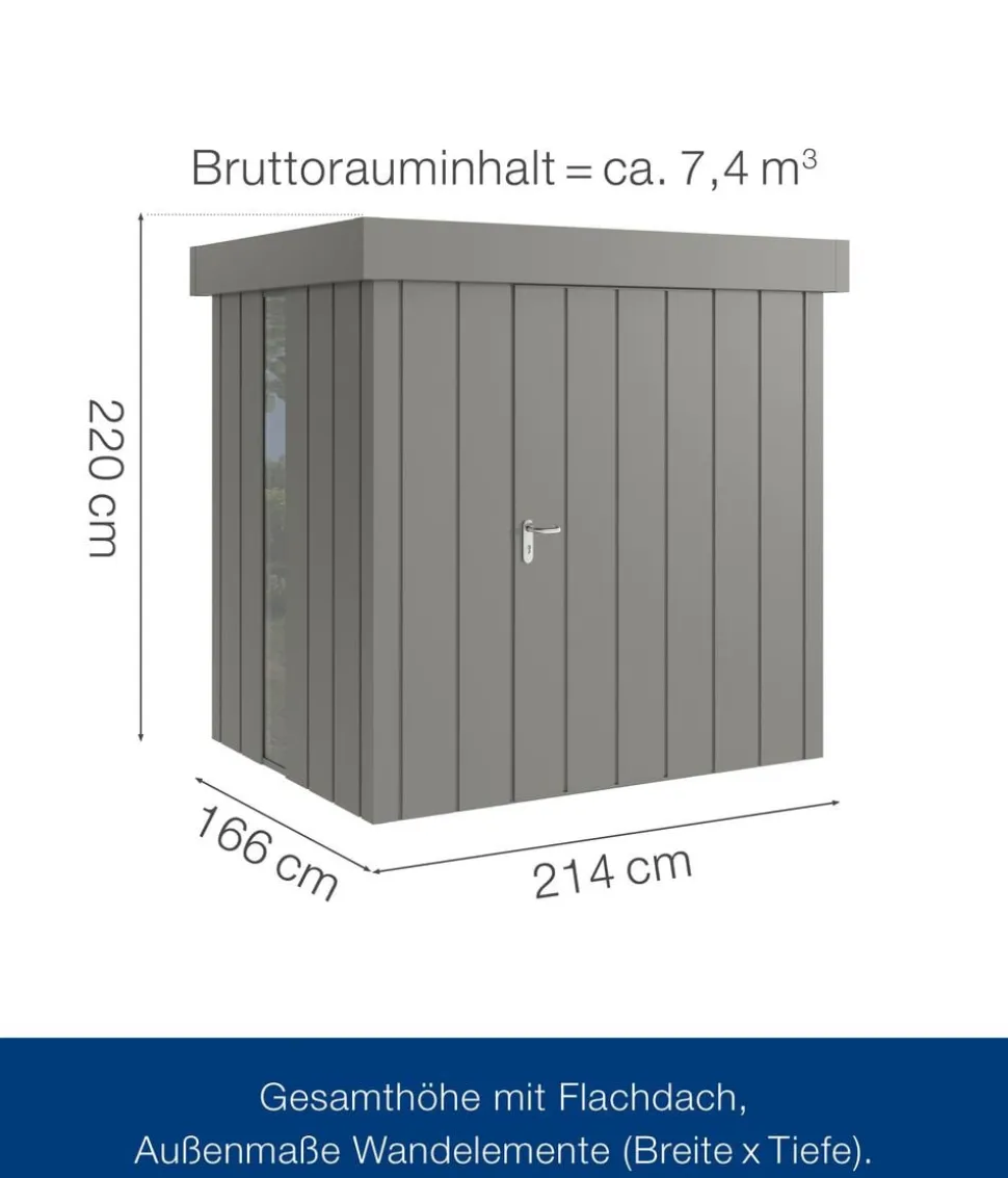 Hörmann Metallgerätehaus Juno JFD4 M-Sk Motiv Modern bodentiefes Fenster, ca. B229/H222/T181 cm