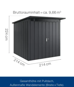 Hörmann Metallgerätehaus Juno JPD5 M-Sk Motiv Modern mit Doppeltür, ca. B229/H224/T262 cm
