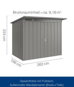 Hörmann Metallgerätehaus Juno JPD8 M-Sk Motiv Modern mit Doppeltür, ca. B277/H224/T214 cm