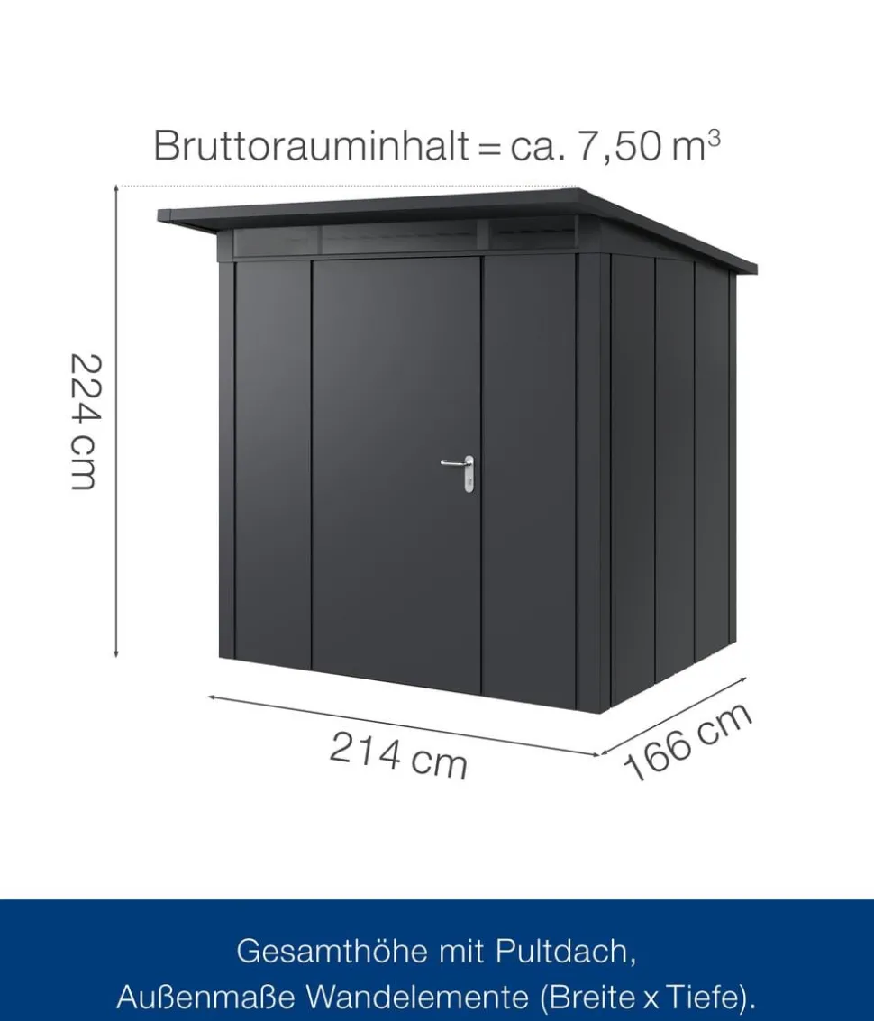 Hörmann Metallgerätehaus Juno JPD4 L-Sk Motiv Design, ca. B229/H224/T214 cm