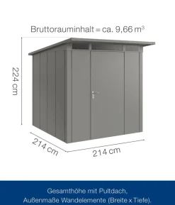 Hörmann Metallgerätehaus Juno JPD5 L-Sk Motiv Design, ca. B229/H224/T262 cm