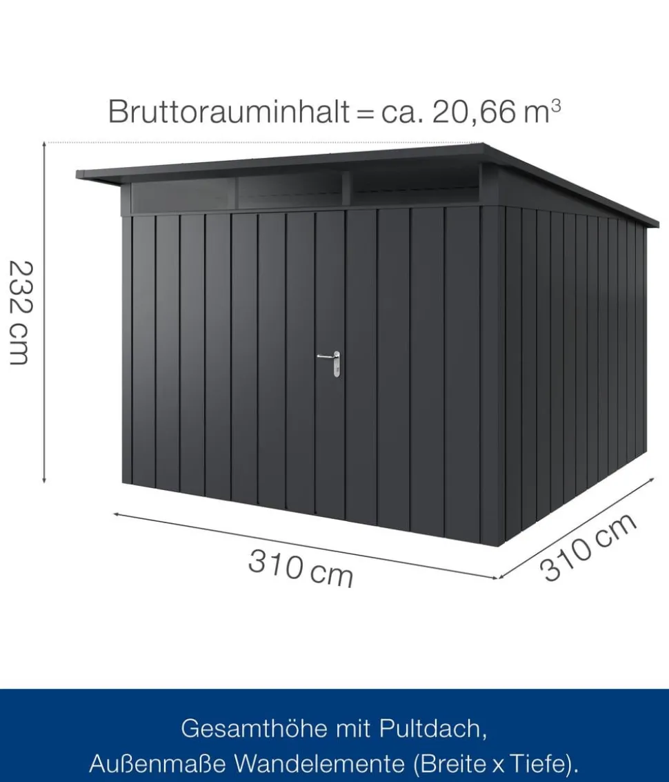 Hörmann Metallgerätehaus Juno JPD14 M-Sk Motiv Modern, ca. B325/H232/T358 cm