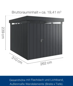 Hörmann Metallgerätehaus Juno mit Lichtband JFD11 M-Sk, ca. B277/H239/T325 cm