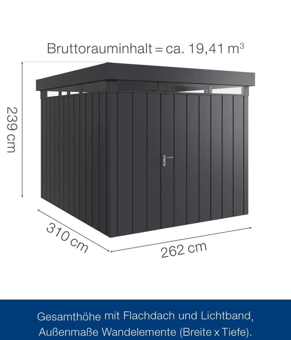 Hörmann Metallgerätehaus Juno mit Lichtband JFD11 M-Sk, ca. B277/H239/T325 cm