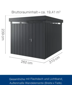 Hörmann Metallgerätehaus Juno mit Lichtband JFD11 M-Sk, ca. B277/H239/T325 cm