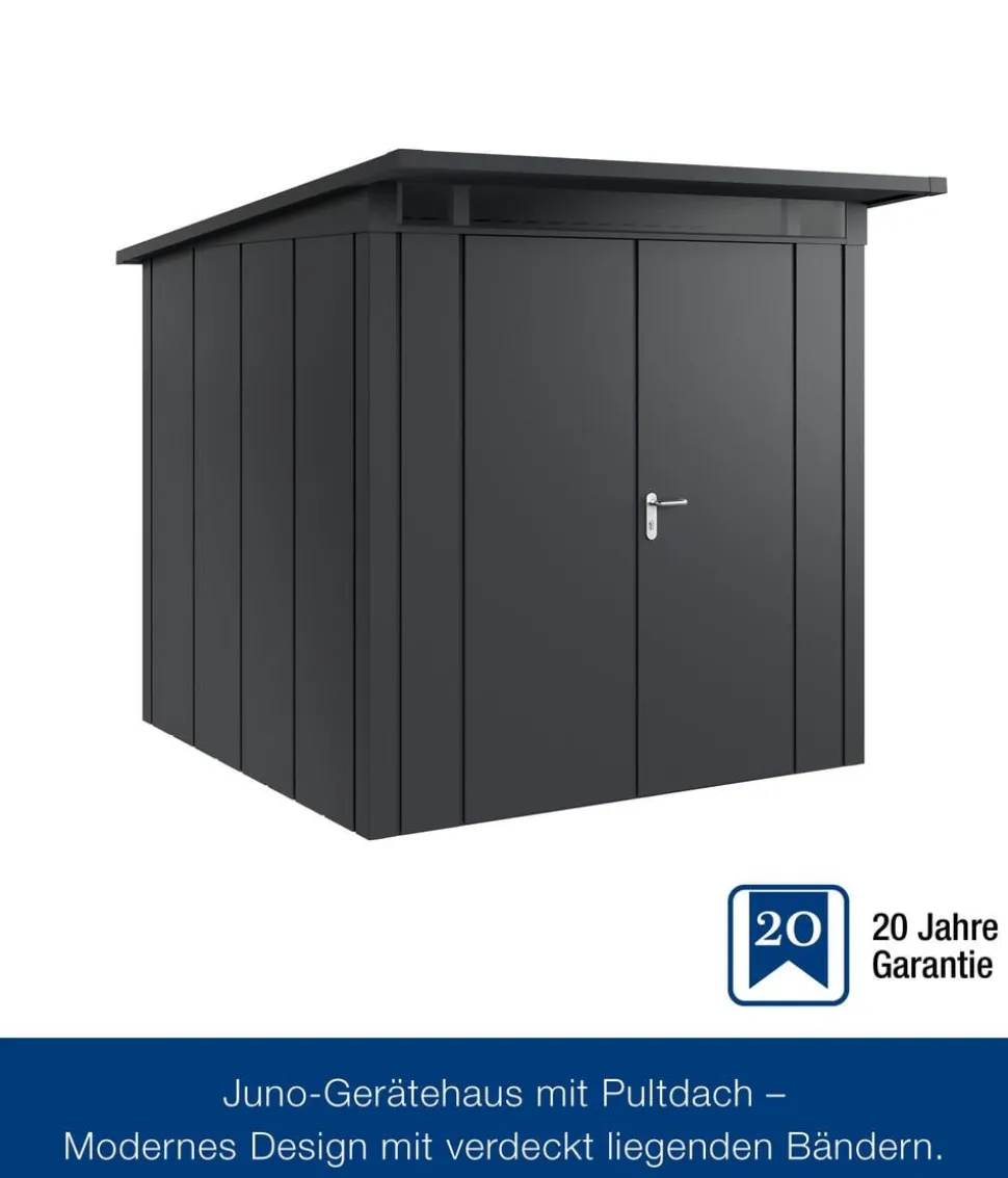 Hörmann Metallgerätehaus Juno JPD5 L-Sk Motiv Design mit Doppeltür, ca. B229/H224/T262 cm