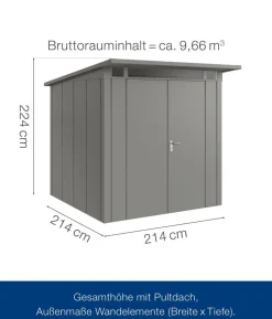 Hörmann Metallgerätehaus Juno JPD5 L-Sk Motiv Design mit Doppeltür, ca. B229/H224/T262 cm