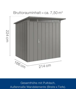 Hörmann Metallgerätehaus Juno JPD4 M-Sk Motiv Modern, ca. B229/H224/T214 cm