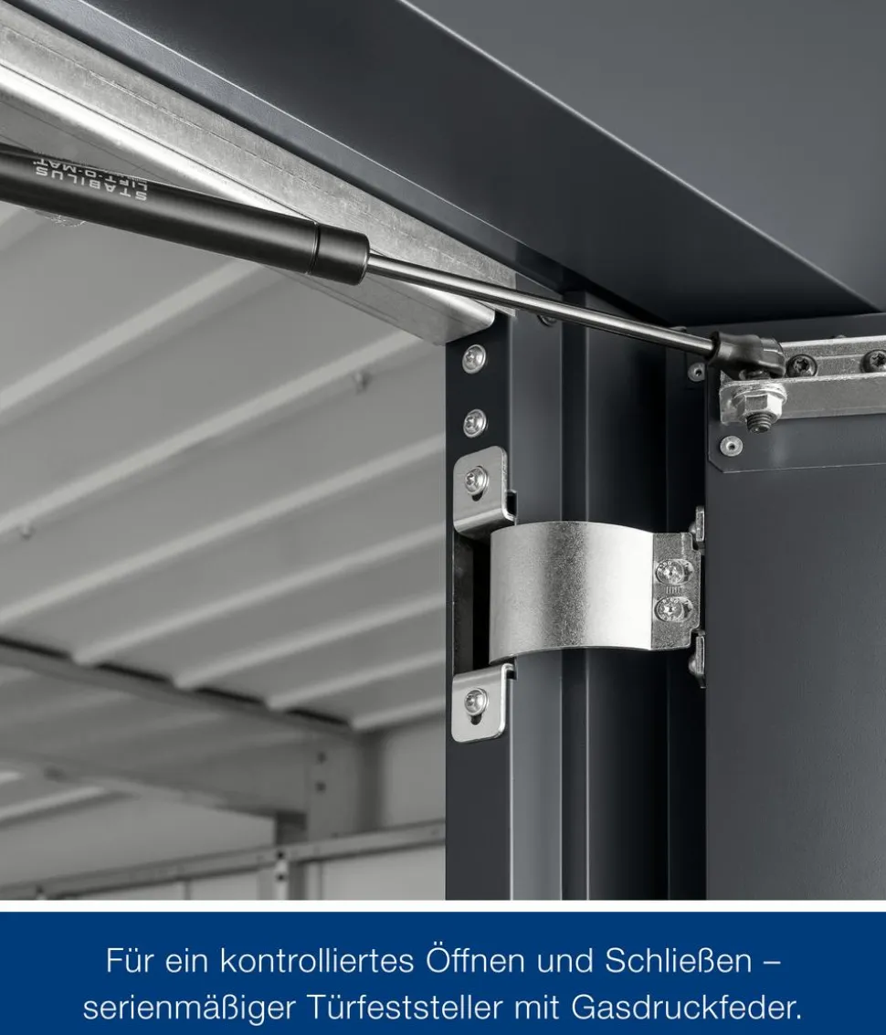 Hörmann Metallgerätehaus Juno JPD11 L-Sk Motiv Design mit Doppeltür, ca. B277/H232/T358 cm