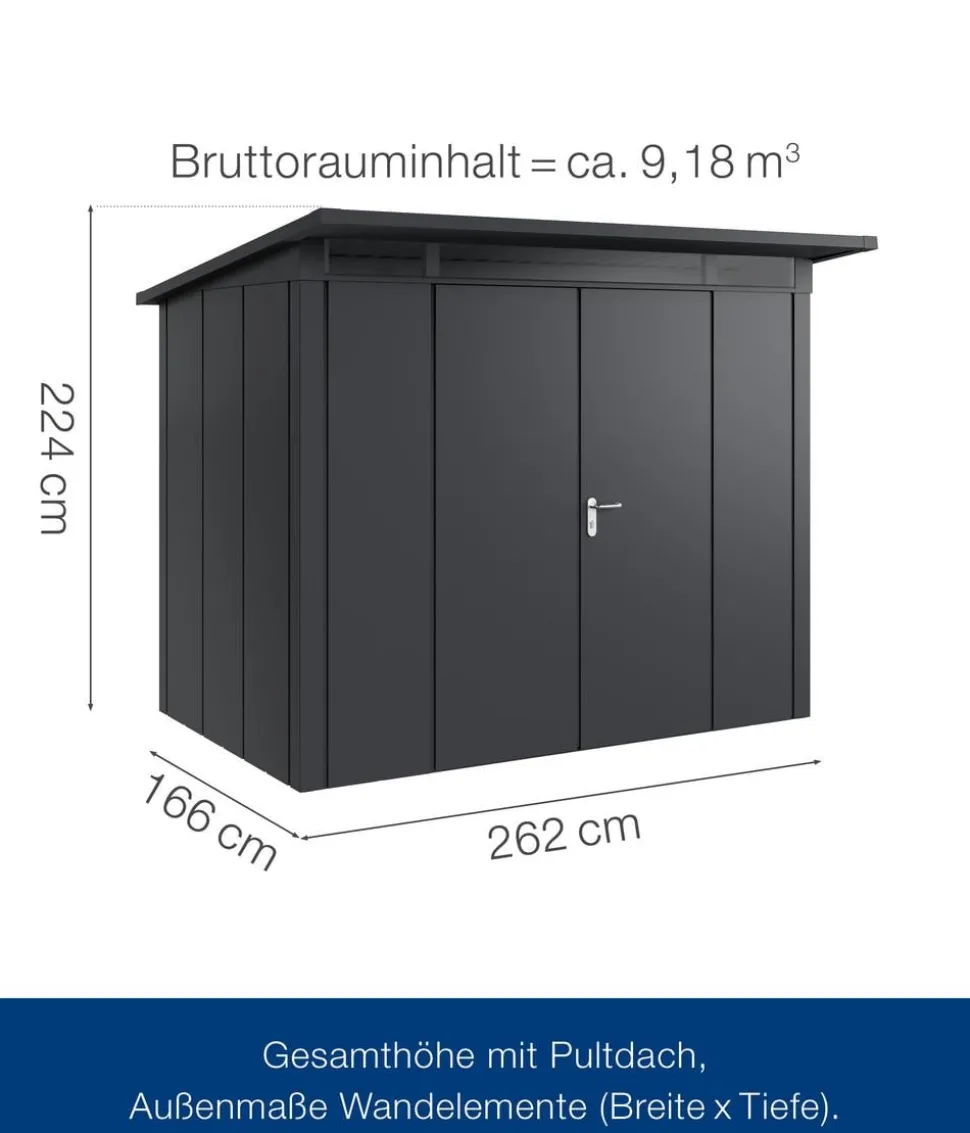 Hörmann Metallgerätehaus Juno JPD8 L-Sk Motiv Design mit Doppeltür, ca. B277/H224/T214 cm