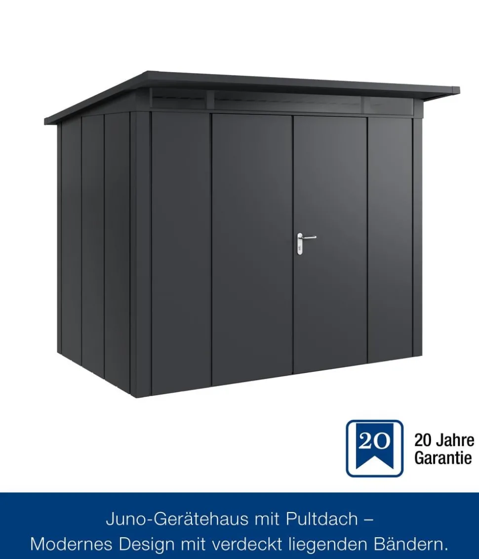 Hörmann Metallgerätehaus Juno JPD8 L-Sk Motiv Design mit Doppeltür, ca. B277/H224/T214 cm