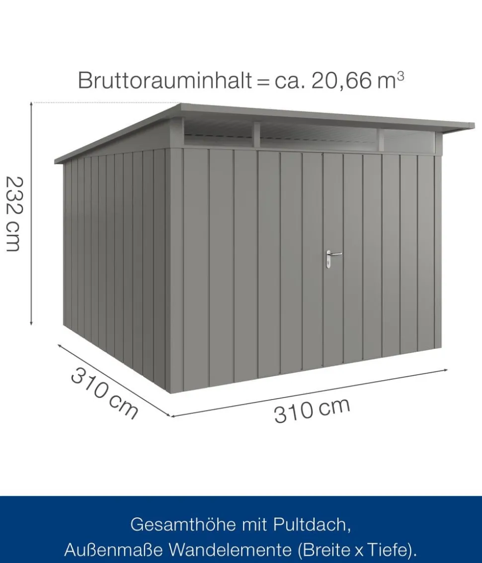 Hörmann Metallgerätehaus Juno JPD14 M-Sk Motiv Modern mit Doppeltür, ca. B325/H232/T358 cm