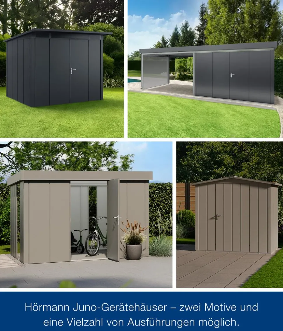 Hörmann Metallgerätehaus Juno JPD14 M-Sk Motiv Modern mit Doppeltür, ca. B325/H232/T358 cm