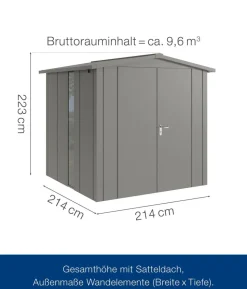 Hörmann Metallgerätehaus Juno JSD5 L-Sk Motiv Design bodentiefes Fenster mit Doppeltür, ca. B237/H223/T229 cm