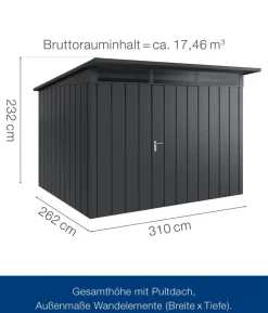 Hörmann Metallgerätehaus Juno JPD13 M-Sk Motiv Modern, ca. B325/H232/T310 cm