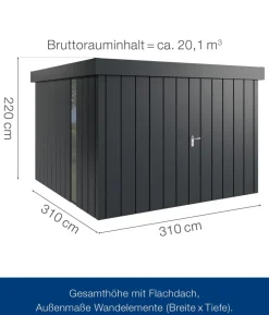 Hörmann Metallgerätehaus Juno JFD14 M-Sk Motiv Modern bodentiefes Fenster mit Doppeltür, ca. B325/H222/T325 cm