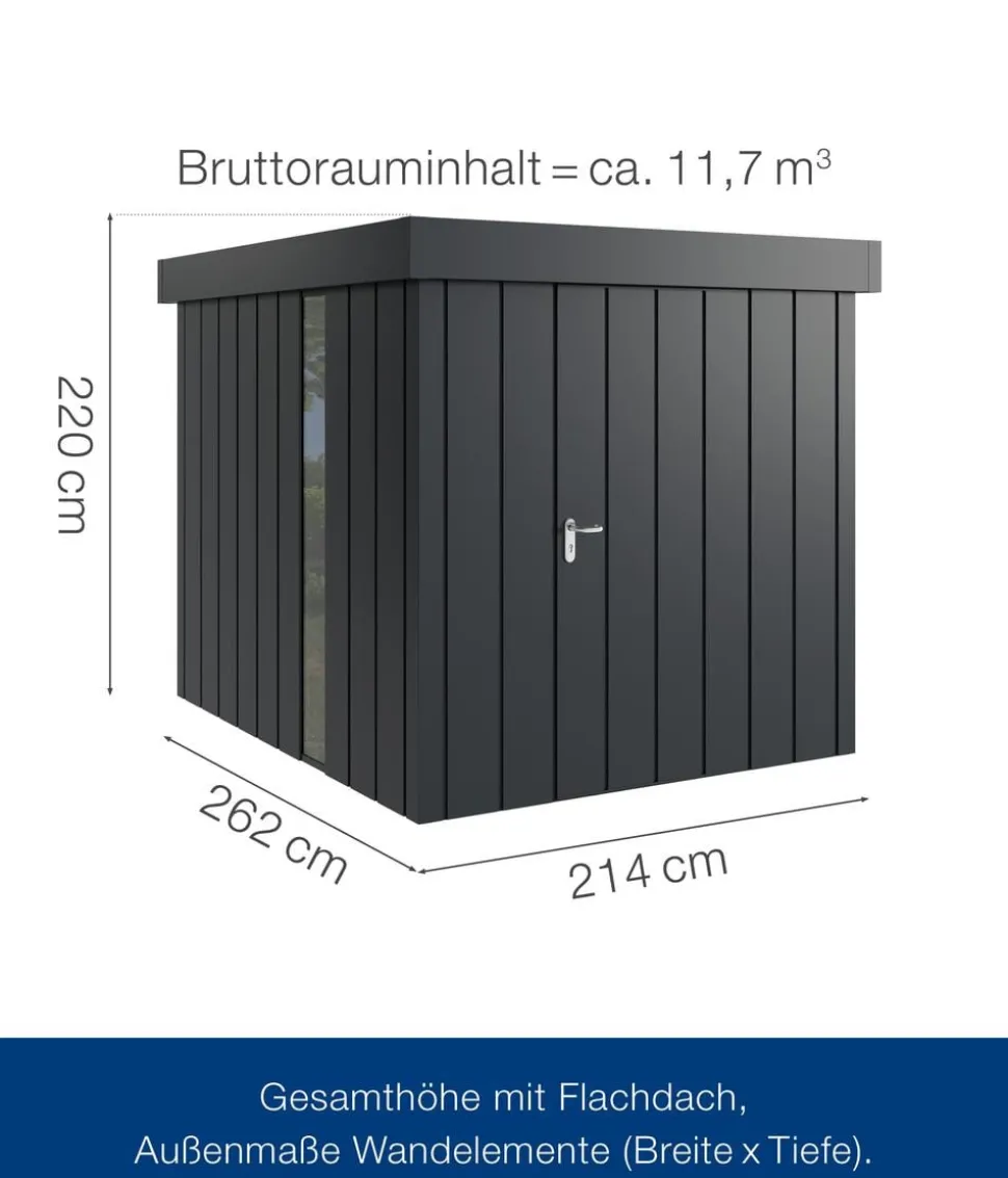 Hörmann Metallgerätehaus Juno JFD6 M-Sk Motiv Modern bodentiefes Fenster, ca. B229/H222/T277 cm