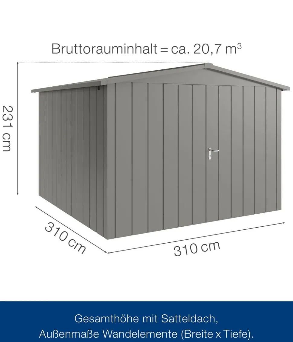 Hörmann Metallgerätehaus Juno JSD14 M-Sk Motiv Modern mit Doppeltür, ca. B333/H231/T325 cm
