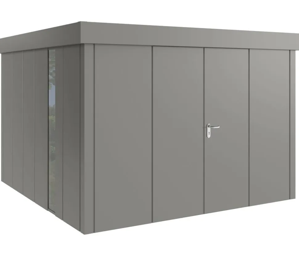 Hörmann Metallgerätehaus Juno JFD14 L-Sk Motiv Design bodentiefes Fenster mit Doppeltür, ca. B325/H222/T325 cm