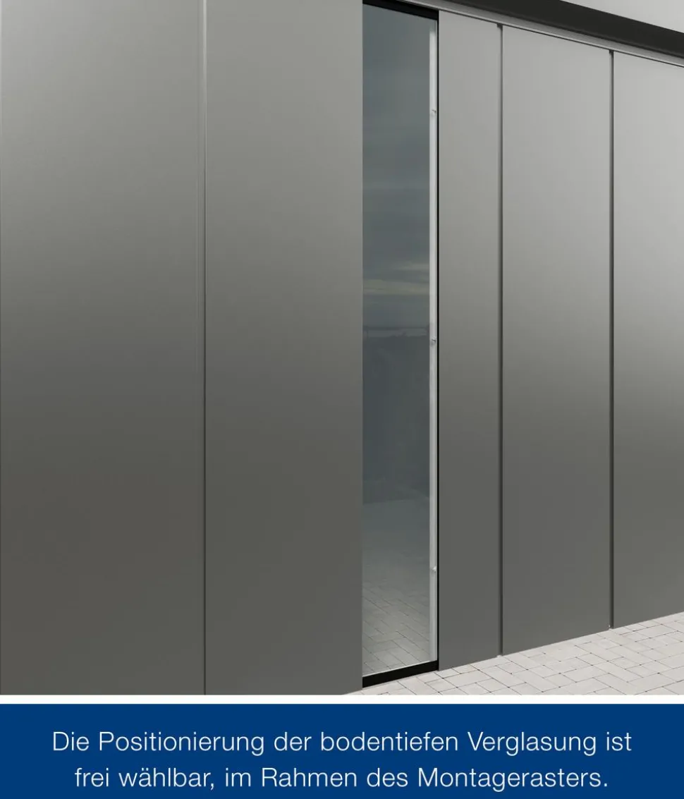 Hörmann Metallgerätehaus Juno JFD14 L-Sk Motiv Design bodentiefes Fenster mit Doppeltür, ca. B325/H222/T325 cm
