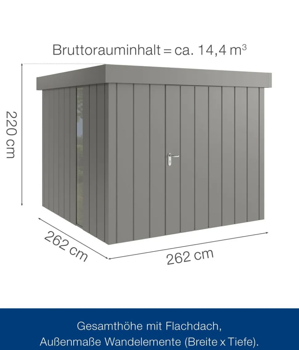 Hörmann Metallgerätehaus Juno JFD10 M-Sk Motiv Modern bodentiefes Fenster, ca. B277/H222/T277 cm