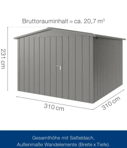 Hörmann Metallgerätehaus Juno JSD14 M-Sk Motiv Modern, ca. B333/H231/T325 cm